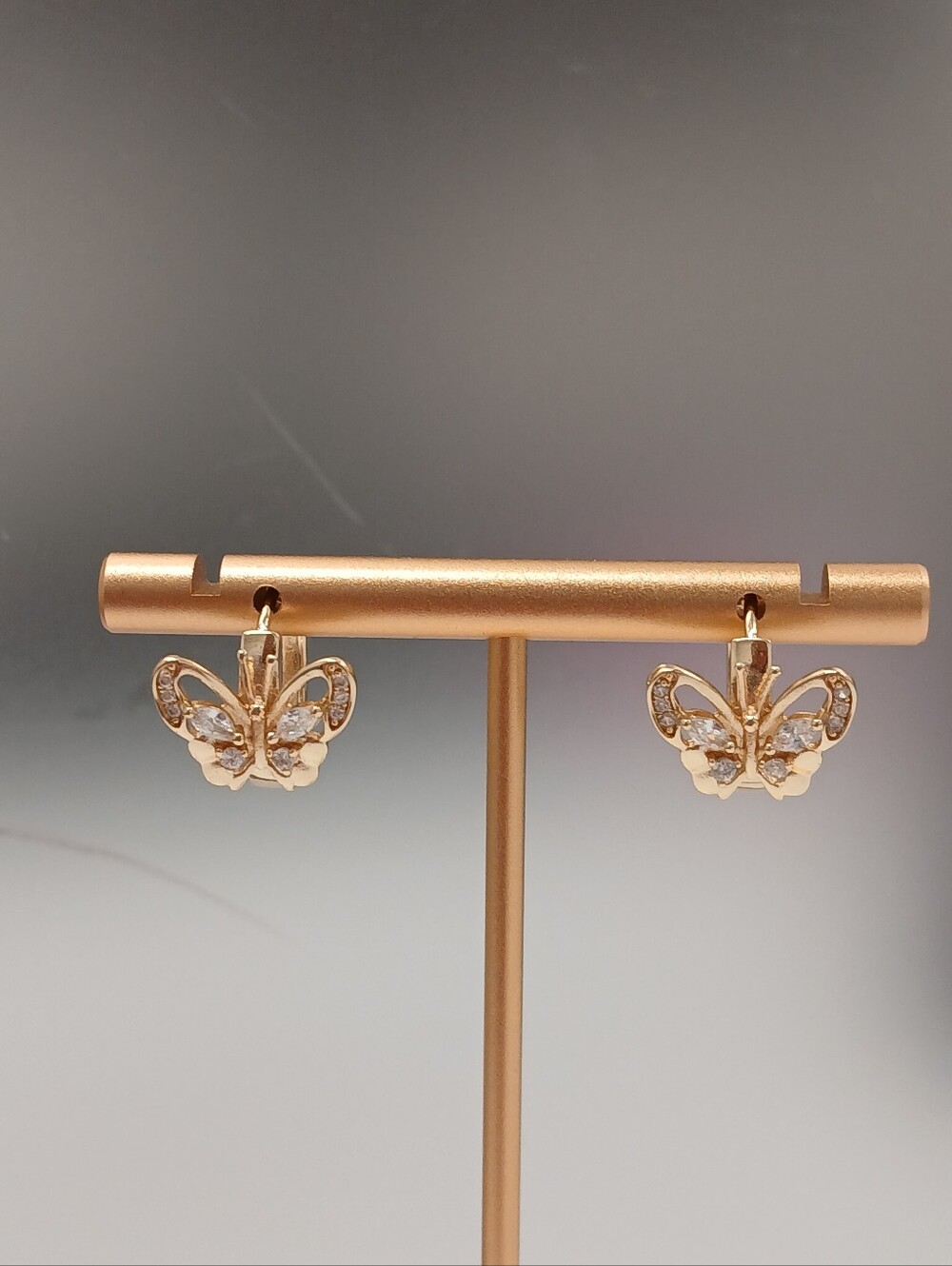 NEW! 18K Gold Plated Butterfly Crystal Drop Earrings - By Pretty Bird